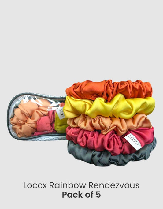 Rainbow Rendezvous- (Pack of 5) - Silk Scrunchies