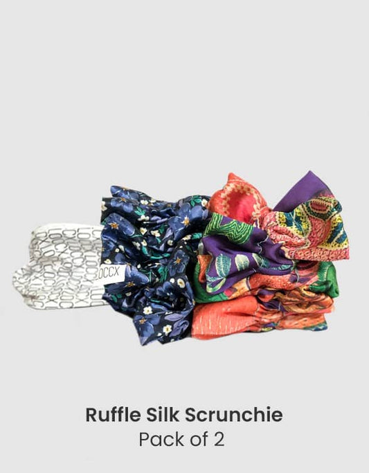 Mystique Flutter -Ruffle Silk Scrunchies - (Pack of 2)