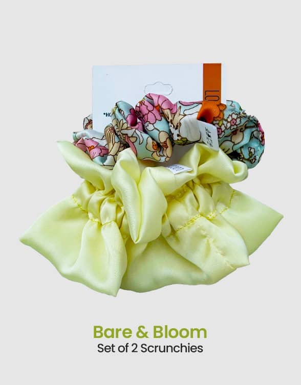 Bare & Bloom- 2 Silk Scrunchies set
