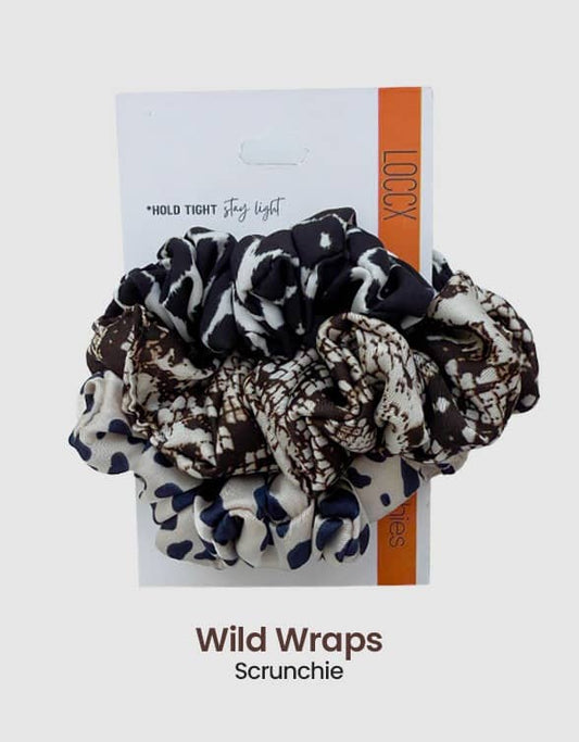Wild Wraps- 3 Silk Scrunchies set