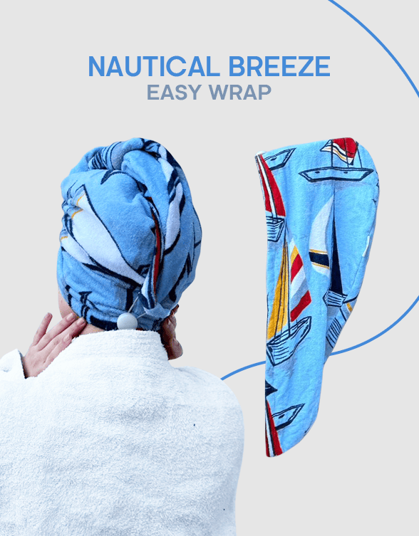 Nautical Breeze - Microfiber Hair Towel Wrap