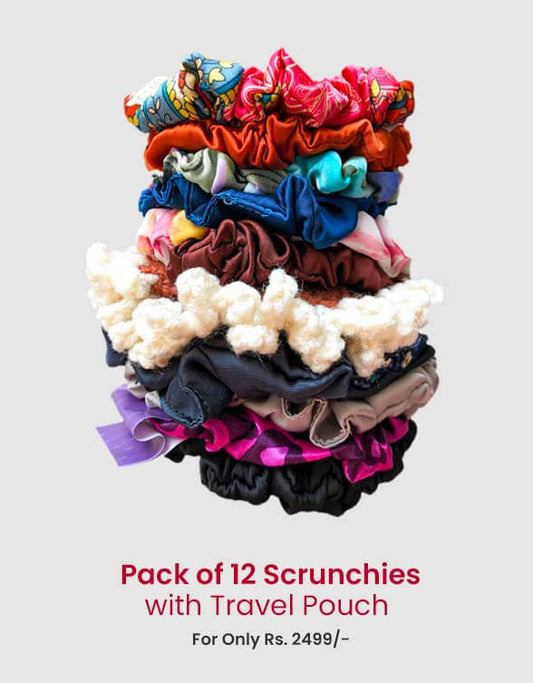 12- Scrunchies Bundle- with Travel Pouch